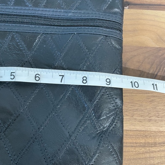 NWT Quilted Black Leather Crossbody Bag Vintage Diamond Stitch Shoulder Purse - Picture 13 of 16